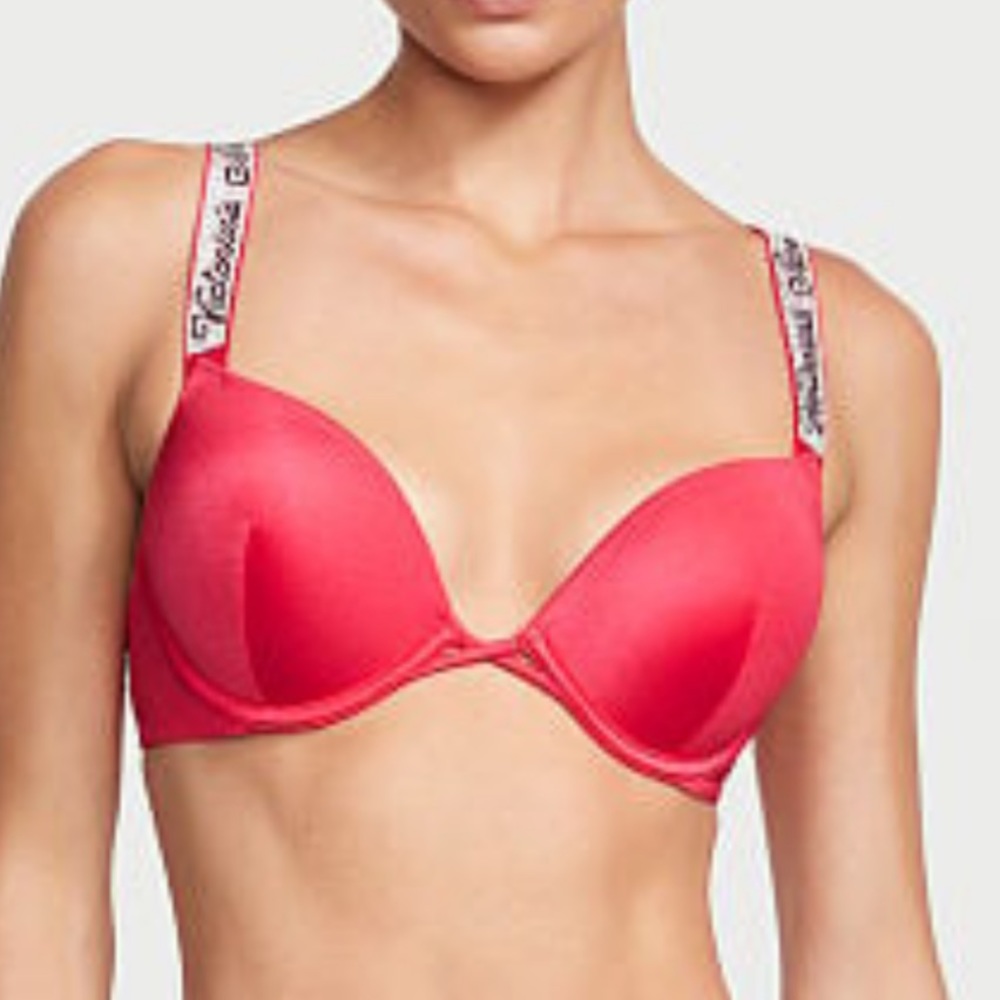 VS BOMBSHELL SHINE STRAP BIKINI TOP 38DD WILD STRAWBERRY NWT - Picture 6 of 6